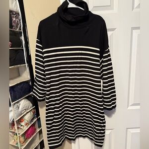 Tuckernuck Pomander Place Black and White Striped Turtleneck Dress